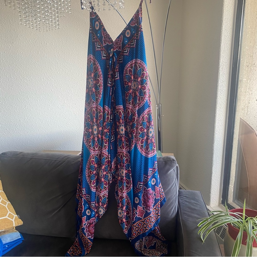 Boho Mandala Harem Drop Crotch Jumpsuit One Size Festival - Picture 2 of 8